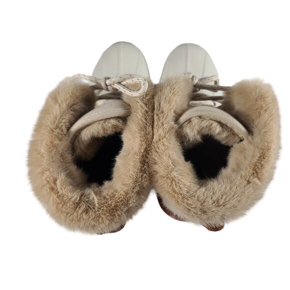 Wolverine  Torrent Ivory Leather Rubber Waterproof Faux Fur Lined Mid Boots 7 M - Picture 4 of 6